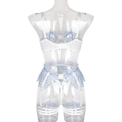Conjunto de Lencería Transparente de Tres Piezas con Encaje Floral - Image 33