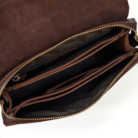 Billetera Multifuncional de Cuero Crazy Horse Estilo Retro para Hombre - Image 5