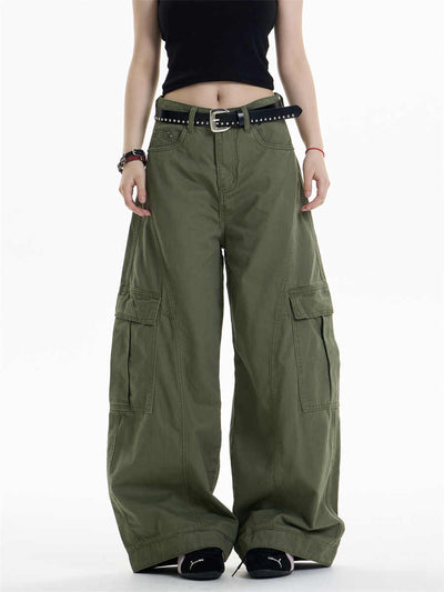 Pantalones Overol Cargo Mujer Cintura Alta Pierna Ancha Bolsillos Múltiples - Image 4