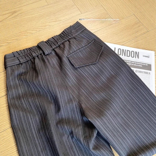 Pantalones de Vestir Rayas Hombre Pierna Recta Corte Amplio - Image 4