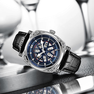 Reloj Automático de Acero Inoxidable con Correa de Cuero para Hombre - Image 17