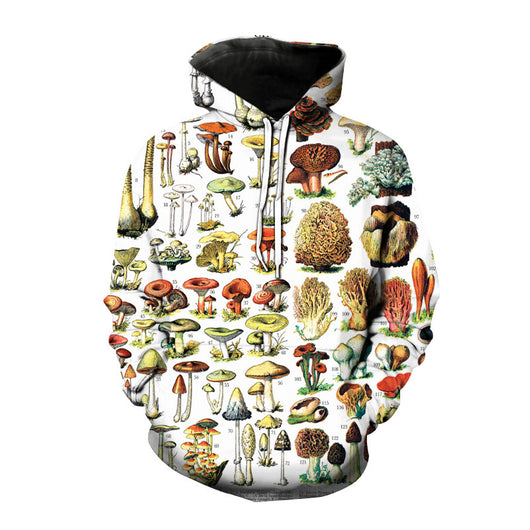 Sudadera Hoodie Suelta Estampada con Diseño de Hongos para Hombre - Image 4