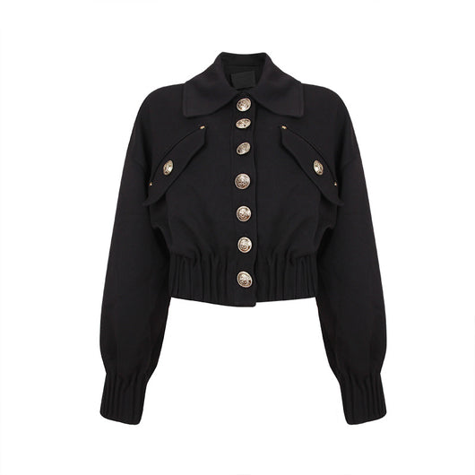 Chaqueta Suelta Negra con Tachuelas para Mujer - Image 3