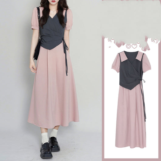 Vestido Camiseta Falso Dos Piezas Verano para Mujer - Image 7