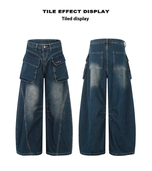 Pantalones Vaqueros Anchos de Cintura Alta con Bolsillos Funcionales - Image 11