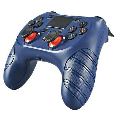 Black wireless game controller for PS4 with red joysticks, textured grips, and standard control buttons. - Image 7