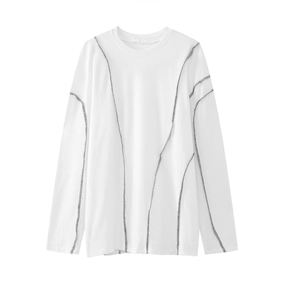 Camiseta Pareja Manga Larga Diseño Asimétrico Estilo Coreano - Image 10