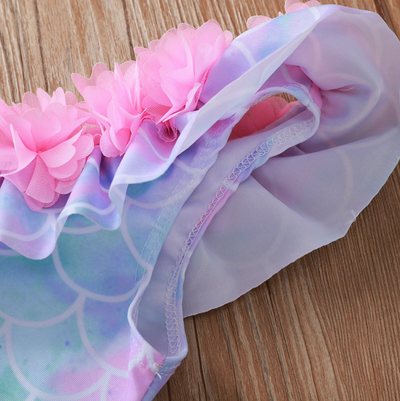 Traje de baño una pieza para niña con estampado de escamas de pez - Image 8