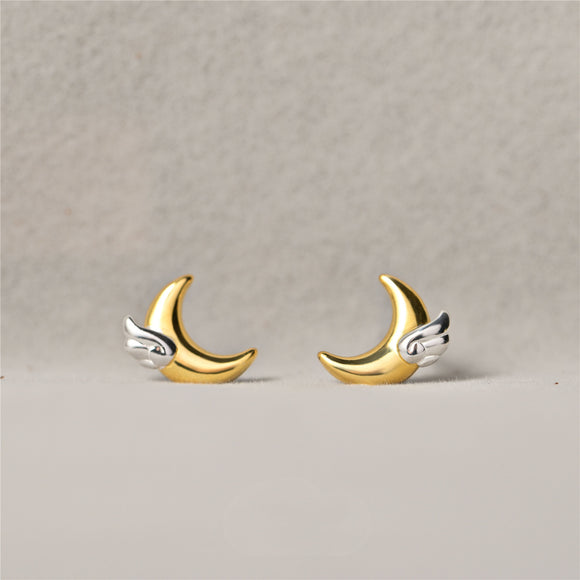 Aretes de Plata 925 Alas de Luna - Sueños Hechos Realidad