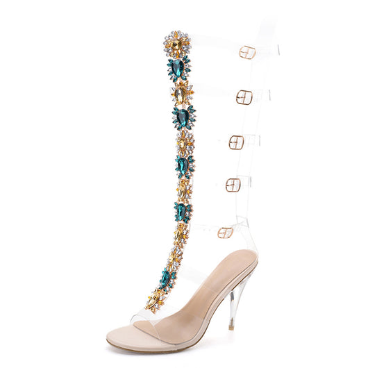 Botas Tacón Transparente con Cristales Brillantes - Image 6