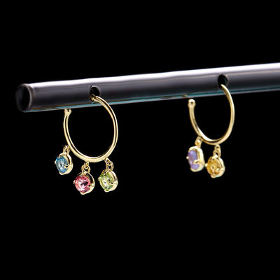 Aretes de Oro 9K con Cristal Natural y Piedras Preciosas - Image 2