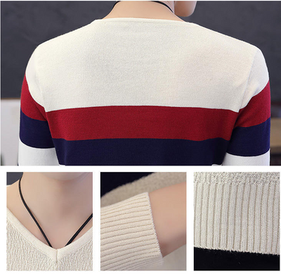 Suéter Cuello V Hombre Estilo Coreano Manga Larga - Image 7