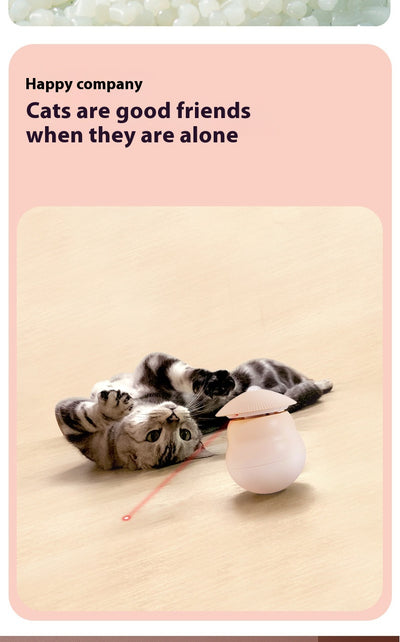 Two pink intelligent electric cat toy tumblers with ribbed tops and red laser emitters, set against a minimalist pink background. - Image 12