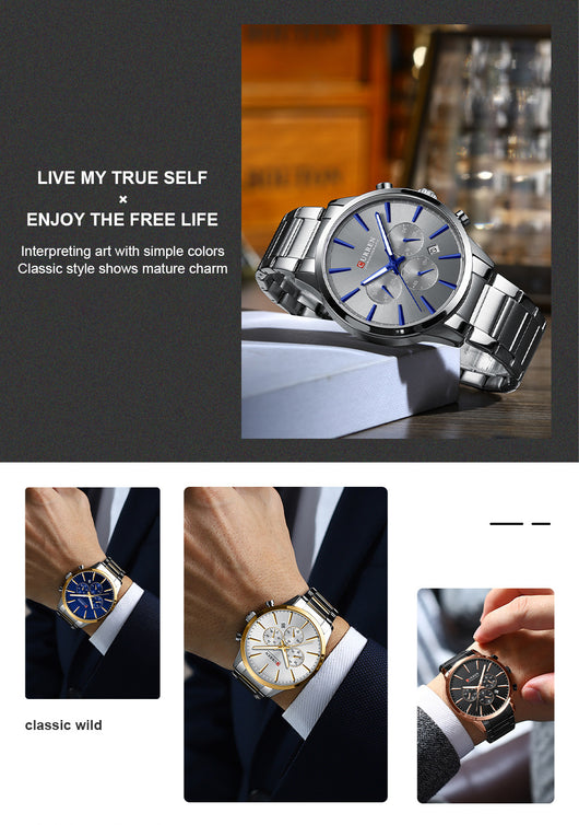 Reloj de Negocios Impermeable para Hombre con Calendario de Seis Manecillas - Image 10