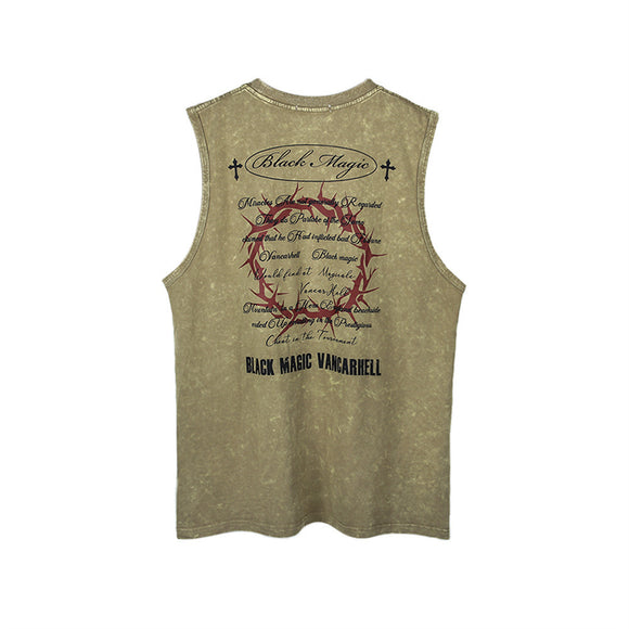 Camiseta Sin Mangas Estilo Desgastado para Hombre