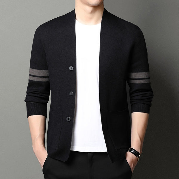 Suéter Abrigo Hombre Invierno Tejido Grueso Jacquard Manga Larga