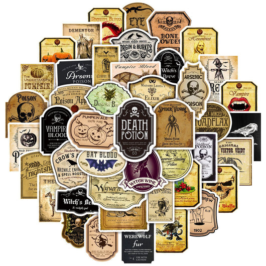 50 Botellas Vintage Halloween con Stickers de Graffiti - Image 8