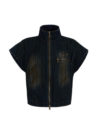 Chaleco Denim Sin Mangas para Hombre con Cuello Tipo Stand - Image 16