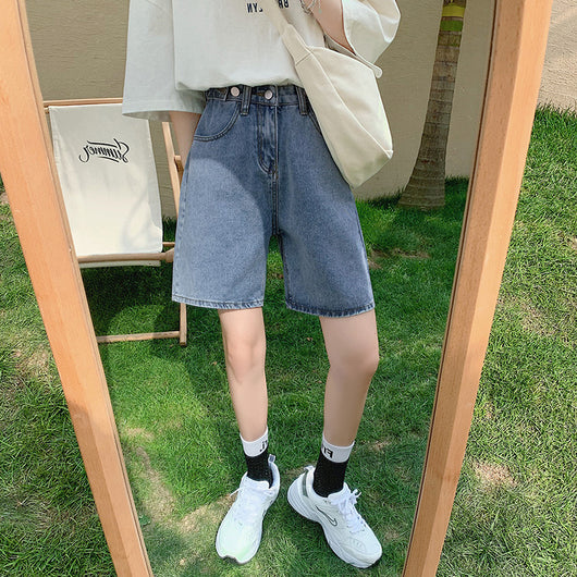 Shorts de Mezclilla Cintura Alta Rectos Anchos para Mujer - Image 10