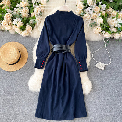 Vestido Camisero Elegante Contraste de Colores - Diseño Moderno Otoño Invierno - Image 8