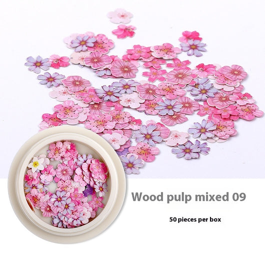 Stickers de Uñas con Flores de Pulpa de Madera - Accesorios DIY para Nail Art - Image 14