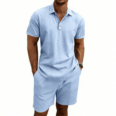 Conjunto de Shorts y Camiseta de Lino para Hombre - Ajuste Relajado
