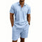 Conjunto de Shorts e Camiseta de Linho Masculino - Caimento Relaxado