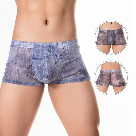 Bóxer Briefs Hombre Cintura Baja con Estampado Denim Ligero - Image 2