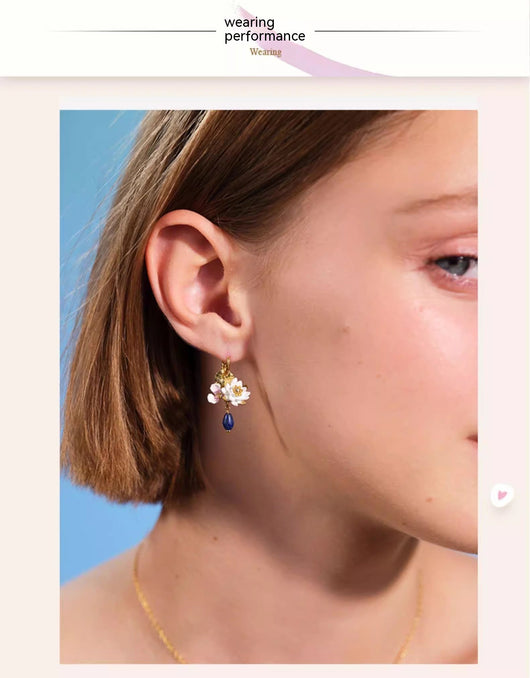 Aretes Vintage Jardín Monet Flores Esmaltadas para Mujer - Image 8