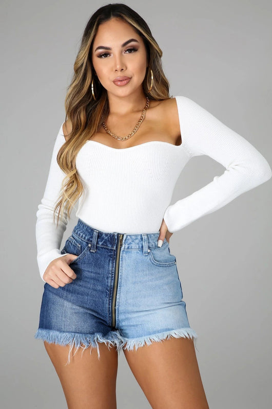 Shorts Denim Cintura Alta Slim Yin Yang Verano con Cierre Largo - Image 9