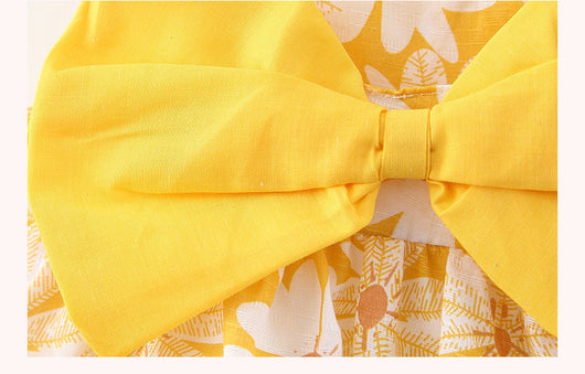 Vestido Camiseta Estampado Treasure con Tirantes y Moño - Versión Coreana - Image 15