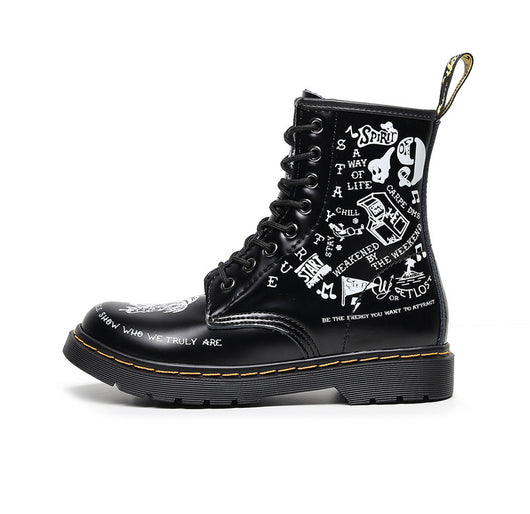 Botas de Cuero Personalizadas con Calavera Graffiti - Motociclista Unisex - Image 5