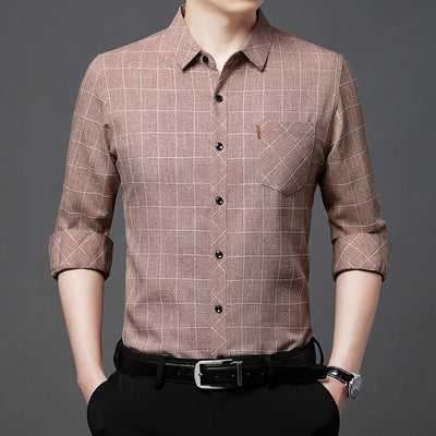Camisa Cuadriculada de Lino para Hombre Maduro - Image 3
