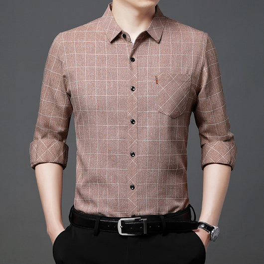 Camisa Cuadriculada de Lino para Hombre Maduro - Image 3