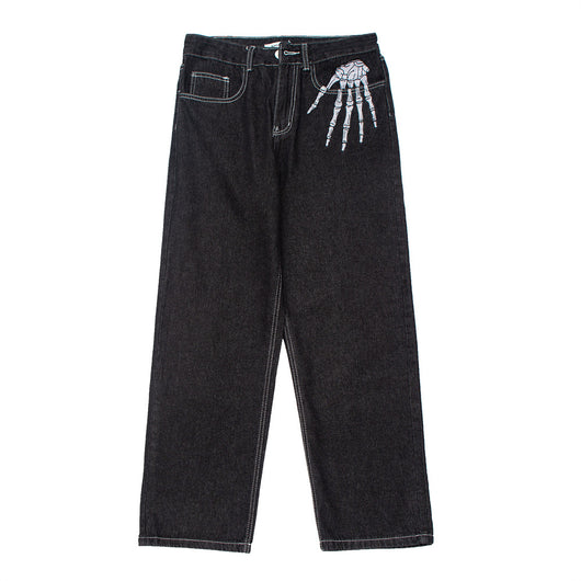 Jeans Negros con Bordado de Calavera para Hombre - Image 8