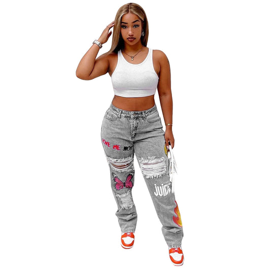 Jeans Rotos con Estilo Digital para Mujer - Image 5