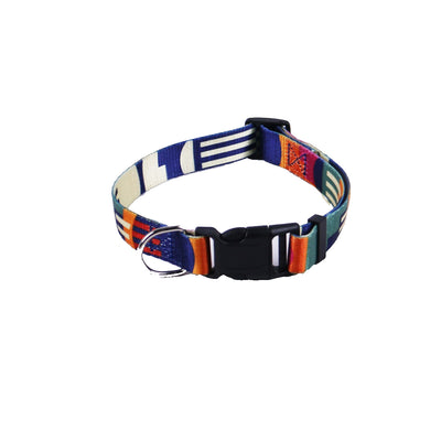 Pink, black, and white patterned polyester dog leash with a silver metal swivel snap hook, coiled on a white background. - Image 18