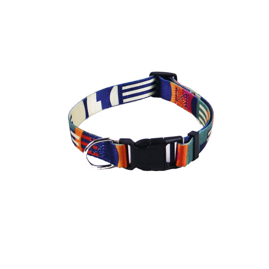 Pink, black, and white patterned polyester dog leash with a silver metal swivel snap hook, coiled on a white background. - Image 18