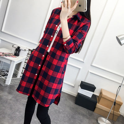 Camisa a Cuadros de Largo Medio para Mujer - Image 6