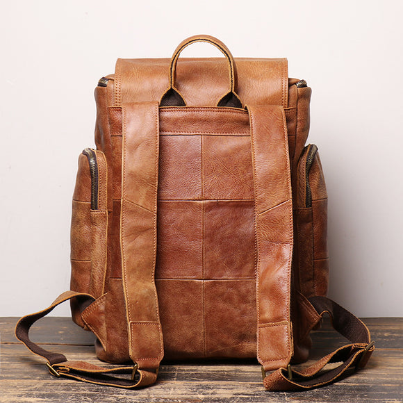 Mochila Retro de Cuero Genuino para Hombre