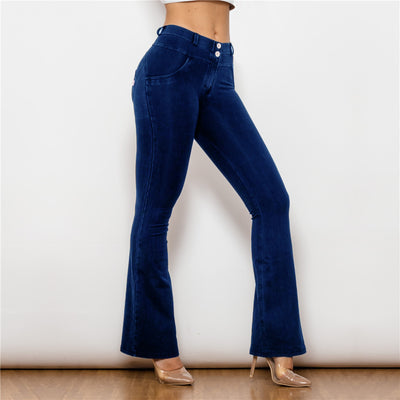 Pantalón Jean Negro Recto Cintura Media Pierna Ancha Levantacaderas con Elástico - Image 6
