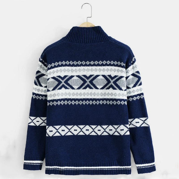 Cardigan Suéter Jacquard con Cierre para Hombre