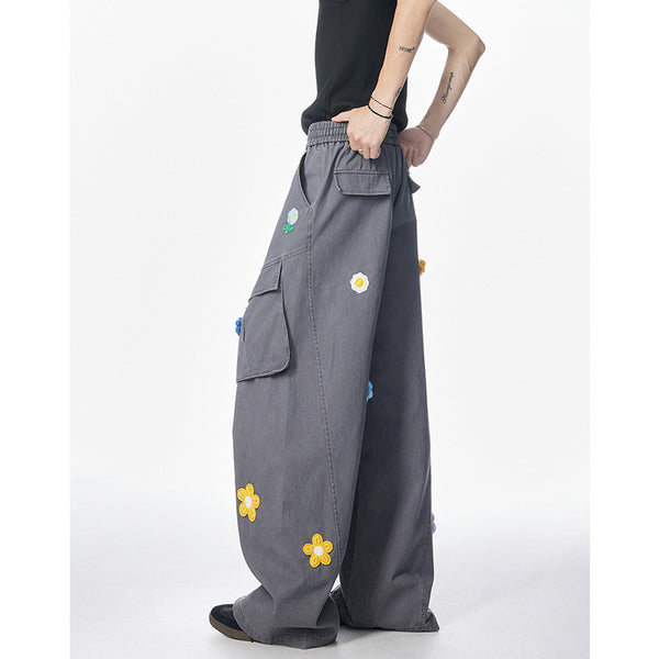 Pantalones de Trabajo Retro Multi-bolsillos Corte Recto Unisex