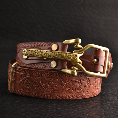 Cinturón de Cuero para Hombre con Patrón Tejido - Image 7