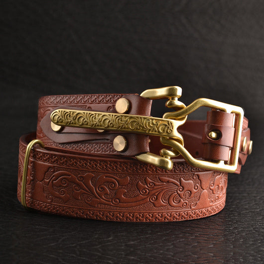 Cinturón de Cuero para Hombre con Patrón Tejido - Image 7