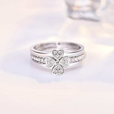 Anillo Trébol de Cuatro Hojas 3 en 1 para Mujer - Ajustable y Versátil - Image 4