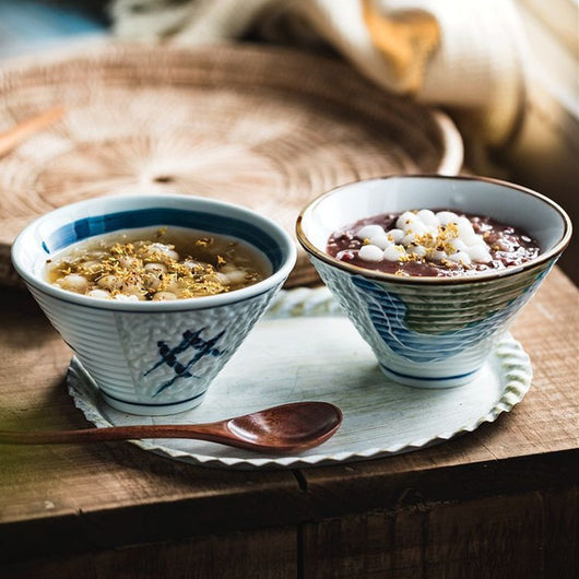 Juego de Vajilla Cerámica Premium con Bowls para Arroz y Fideos