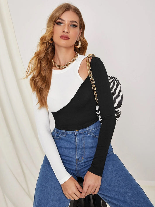 Blusa Strapless Ajustada de Manga Larga con Detalles en Contraste - Image 28