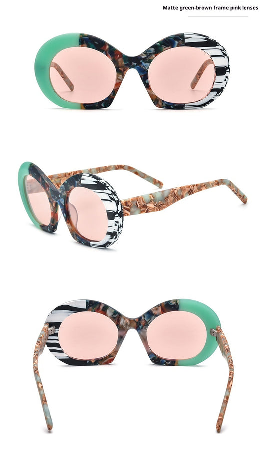 Gafas de Sol Estilo Cat-eye con Lentes Ahumados y Bloques de Color - Image 15