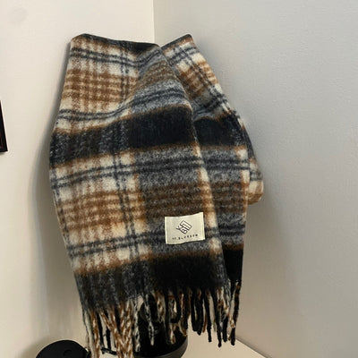 Cuello Térmico Largo de Mohair con Diseño de Cuadrícula Arcoíris para Mujer - Image 16